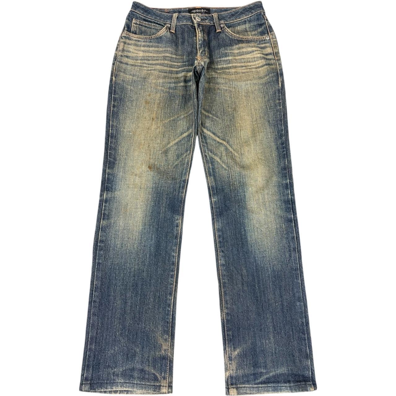 Vintage Edwin Japan Distressed Baggy Blue Denim | Depop