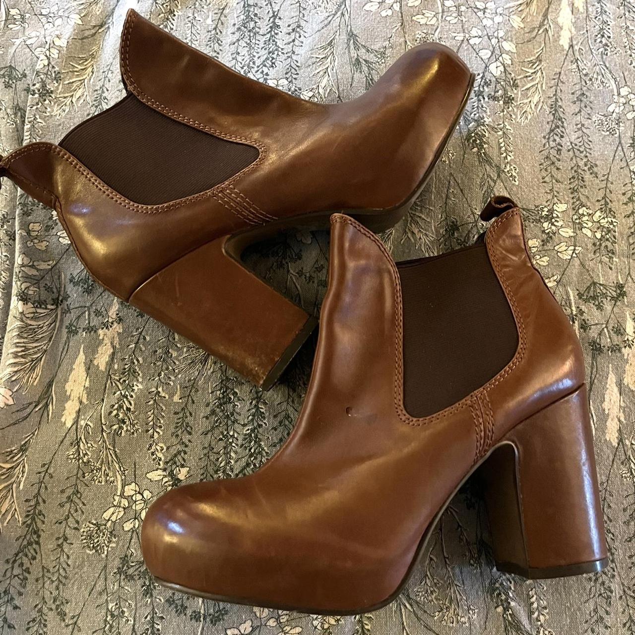 Office Women's Brown and Tan Boots Depop