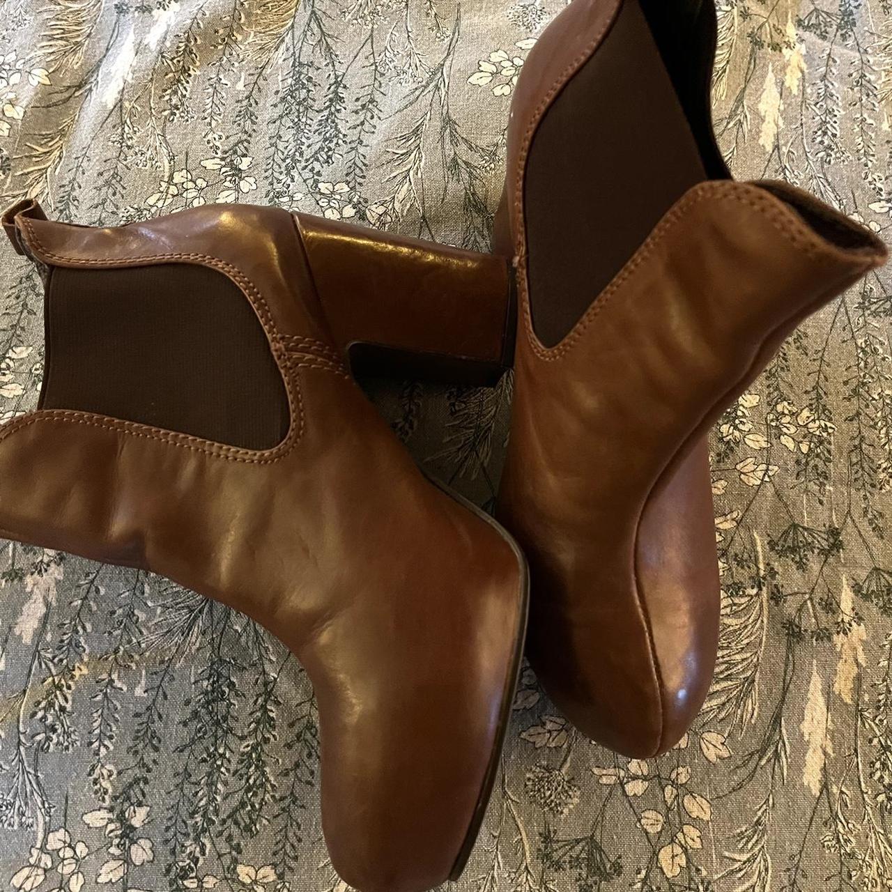 Office Women's Brown and Tan Boots Depop