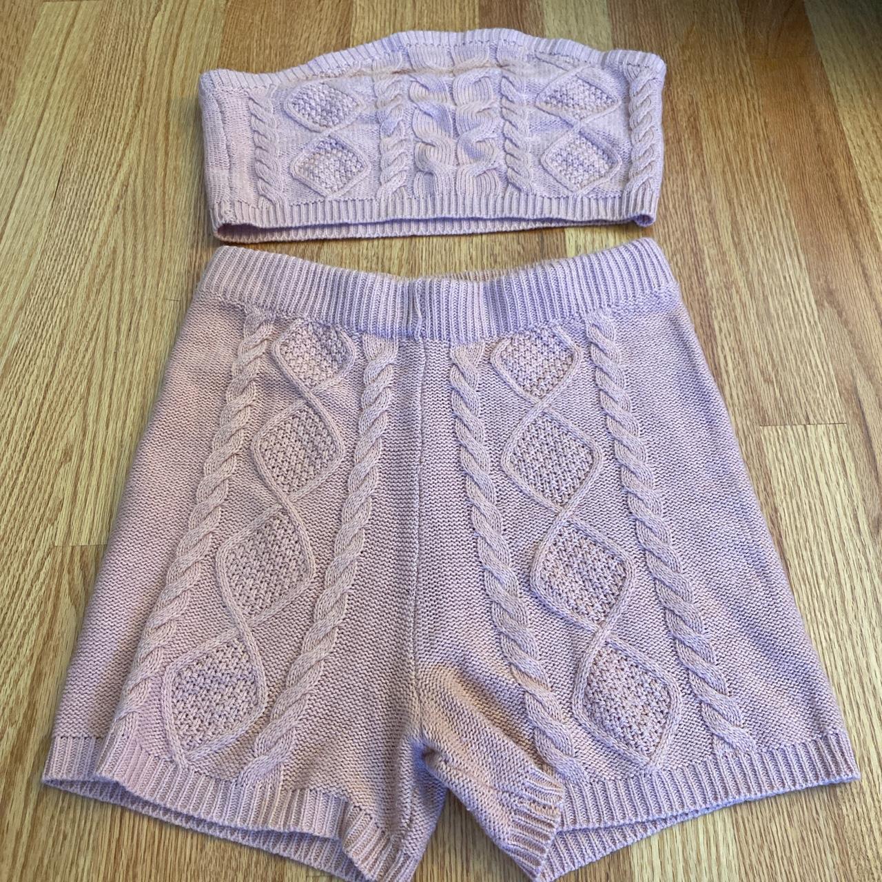 Pink Crochet Short Ser Knit/Crochet top and... Depop