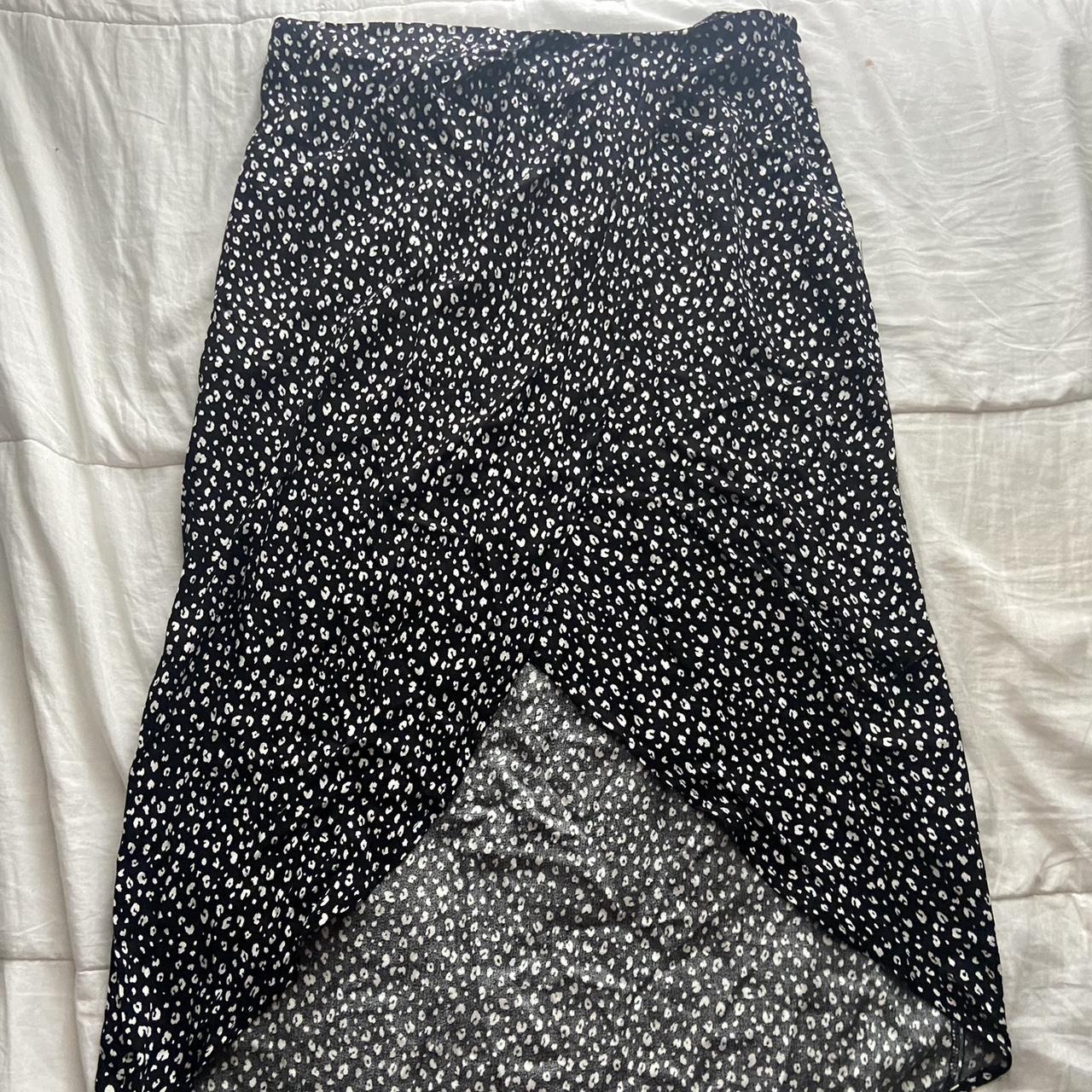 black and white polka dot skirt size medium fits me... - Depop