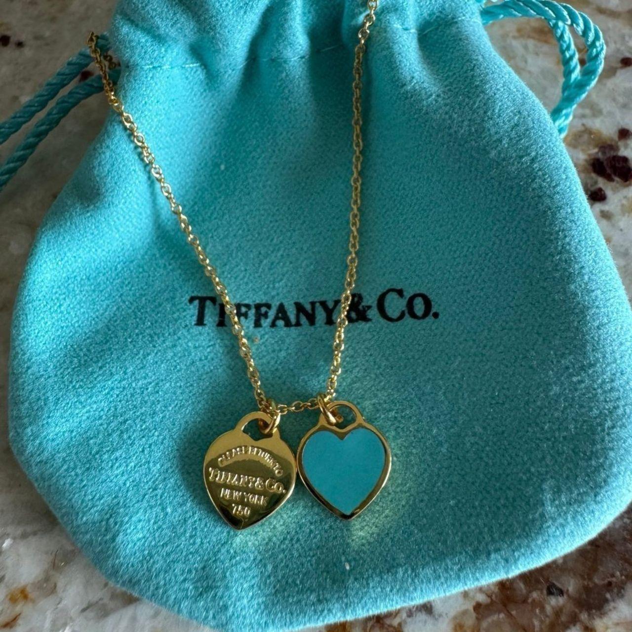 Tiffany gold necklace with a blue double Depop