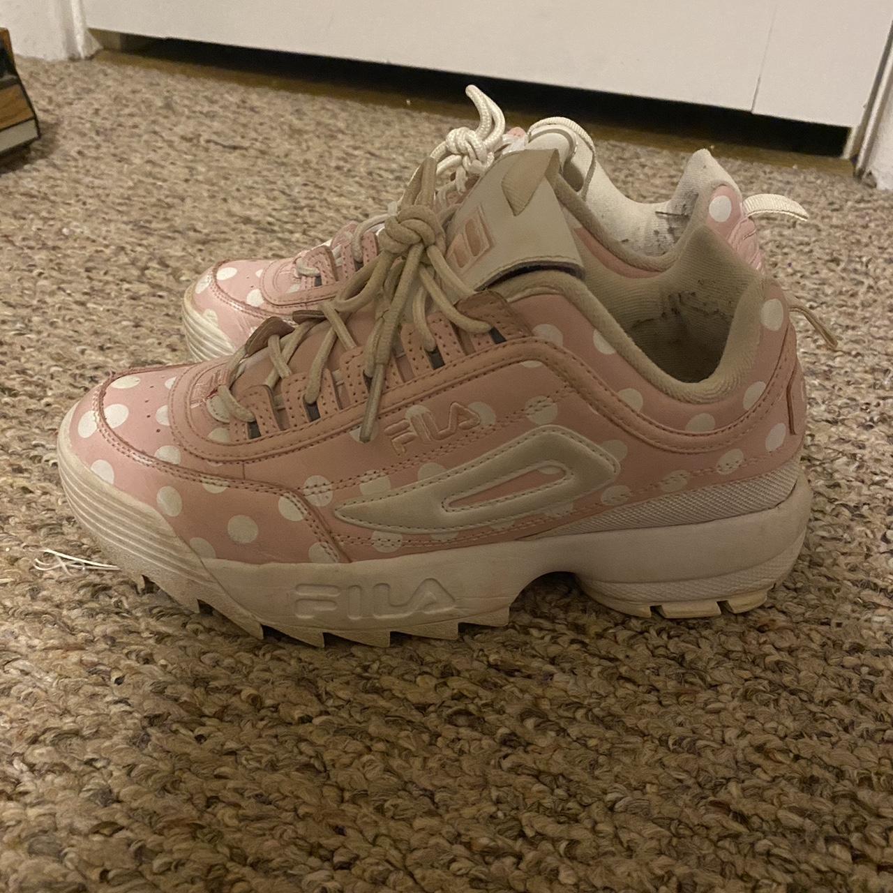 Fila Disruptor II Pink Polka dot tennis shoes