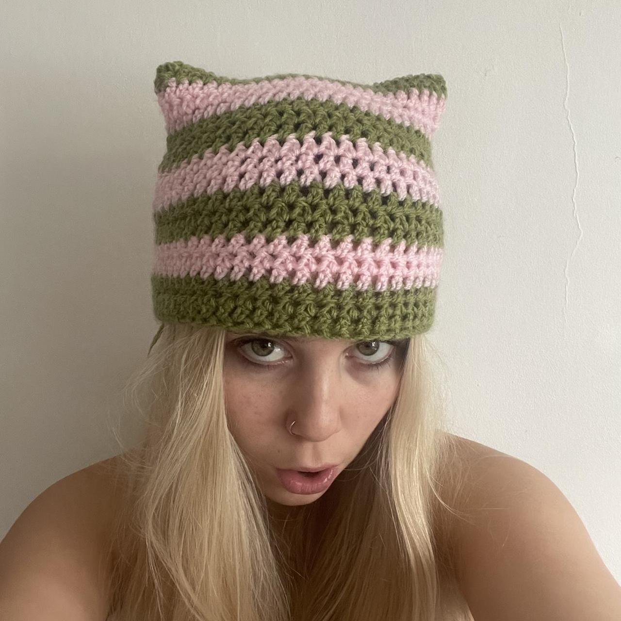 Women's Pink and Green Hat | Depop