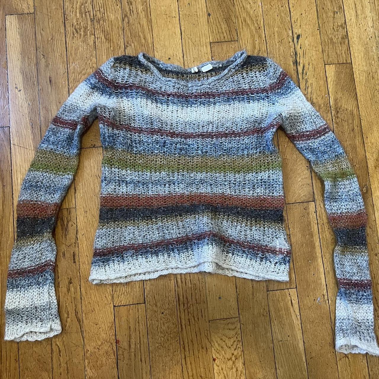 Loosely Knit Striped Sweater Small But Very Stretchy Depop