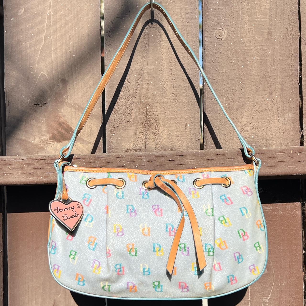 Dooney and Bourke baby blue canvas y2k rainbow zip Depop