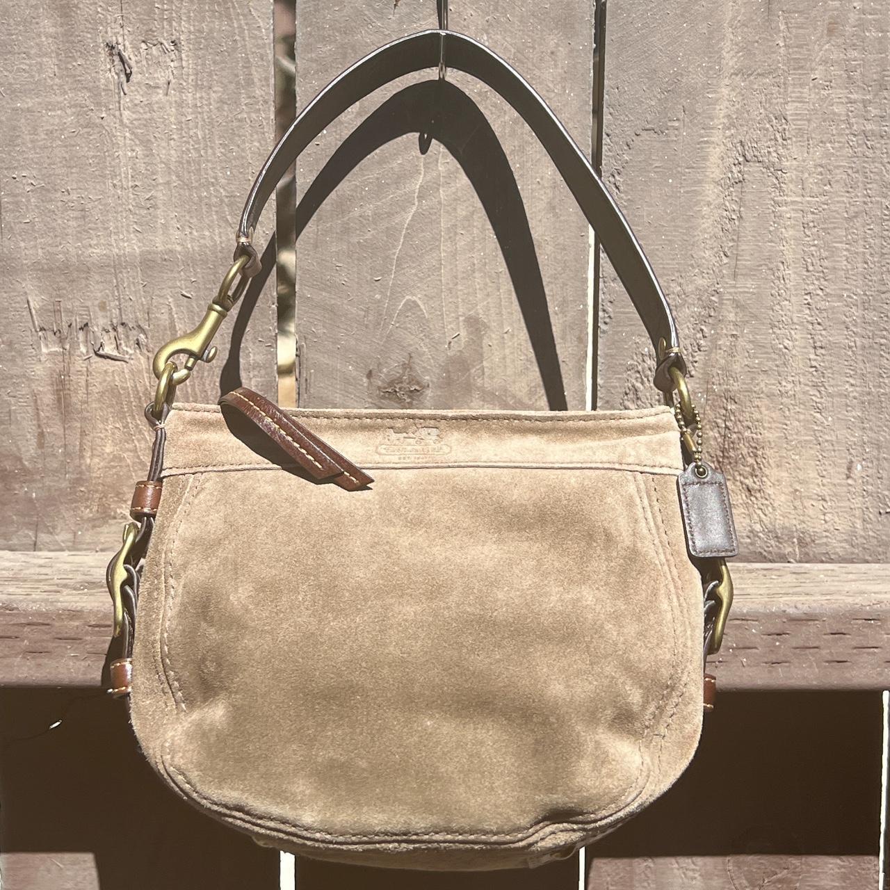 Coach mini shoulder bag ash brown suede y2k vintage | Depop