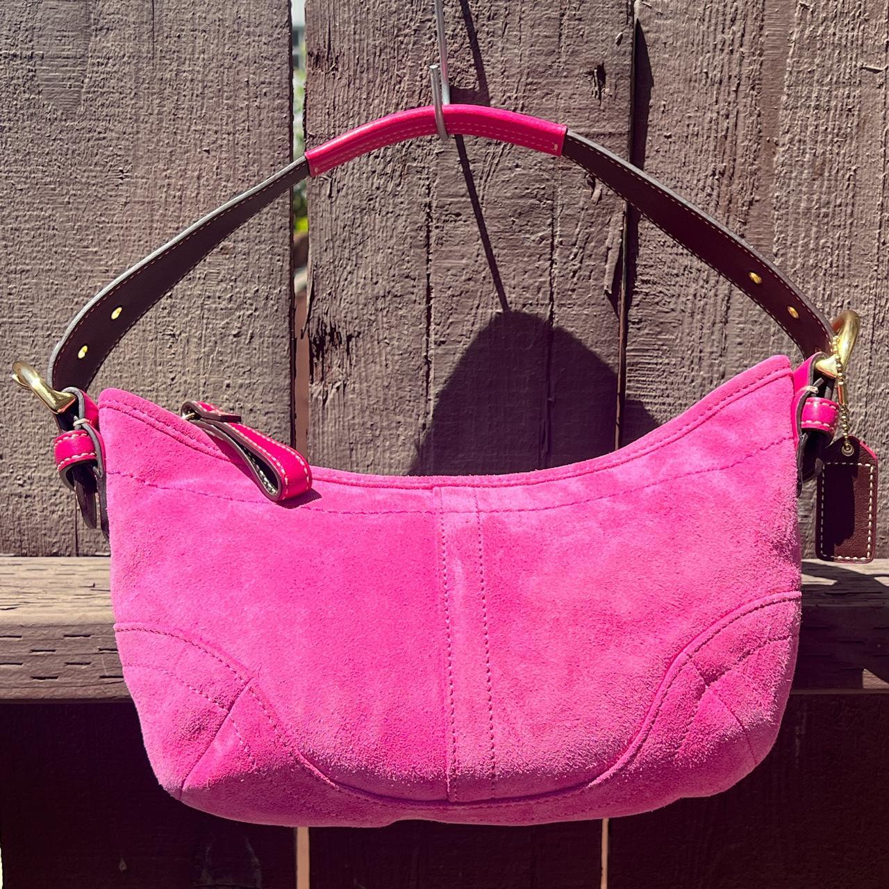 Pink suede best sale coach purse