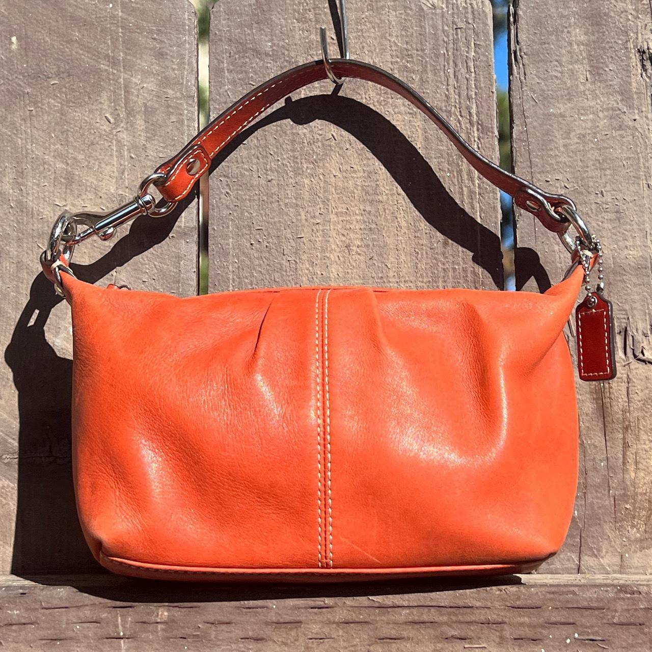 Coach mini shoulder bag orange thick leather y2k | Depop