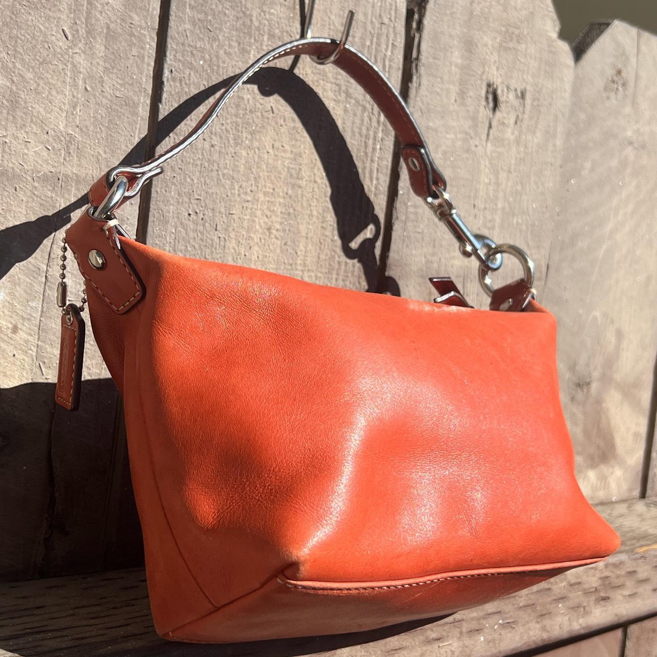 Coach mini shoulder bag orange thick leather y2k | Depop