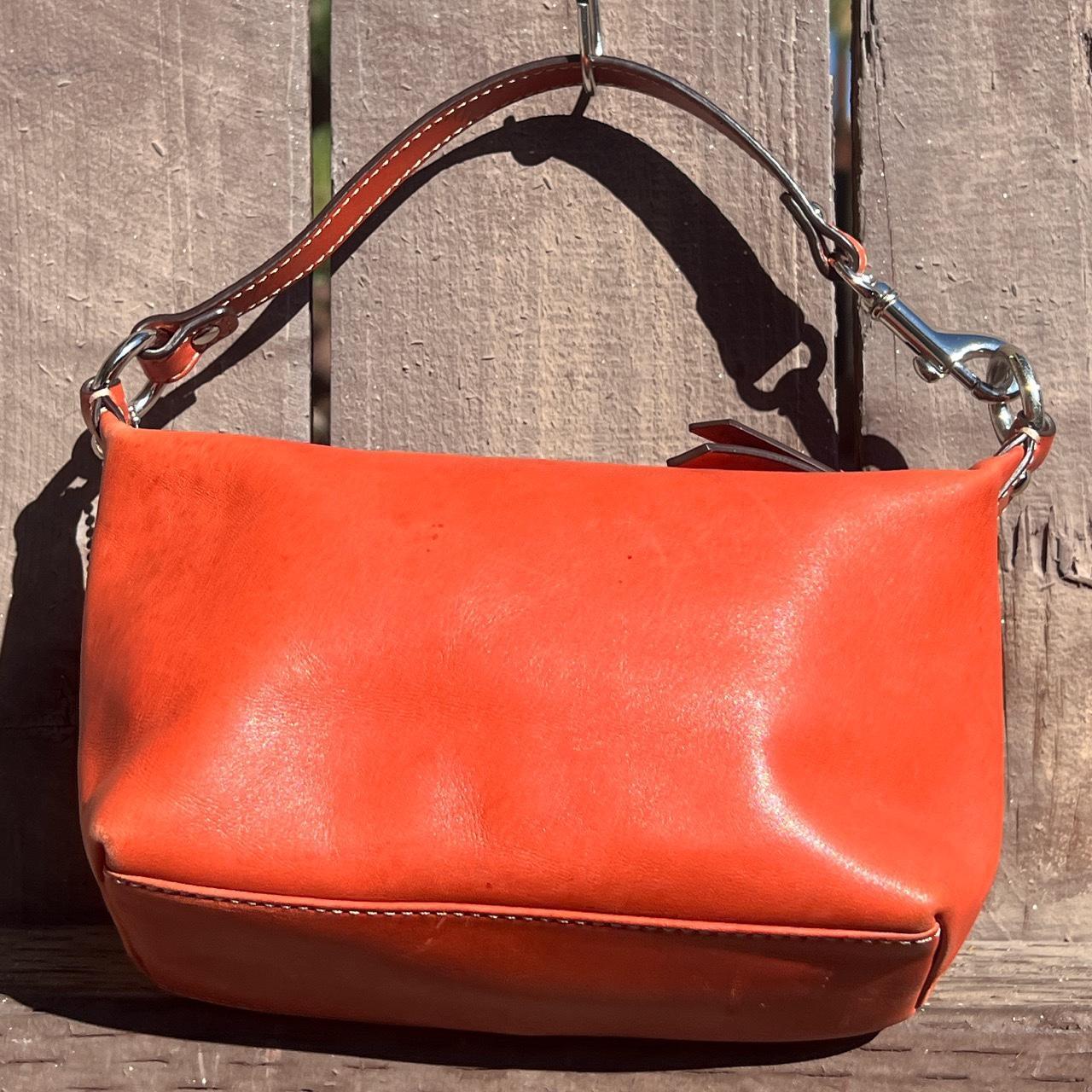 Coach mini shoulder bag orange thick leather y2k | Depop