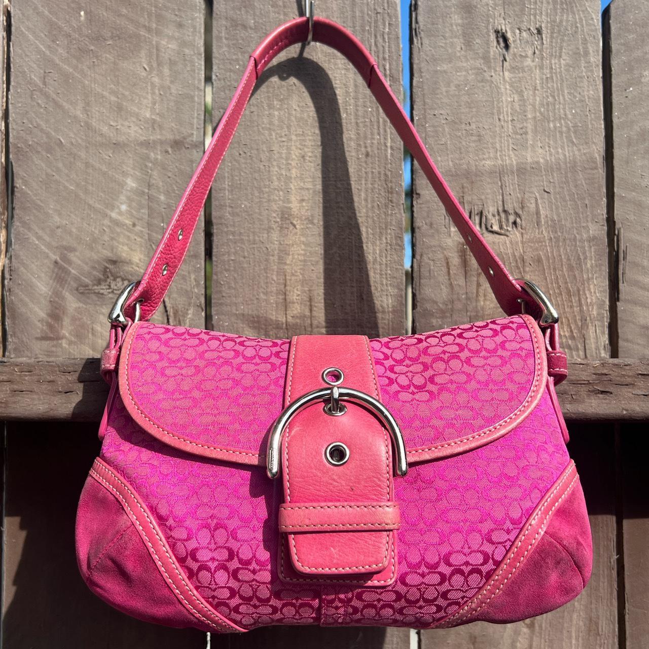 vintage pink coach shoulder bag women Hot Pink Coach Soho Signature C 6818