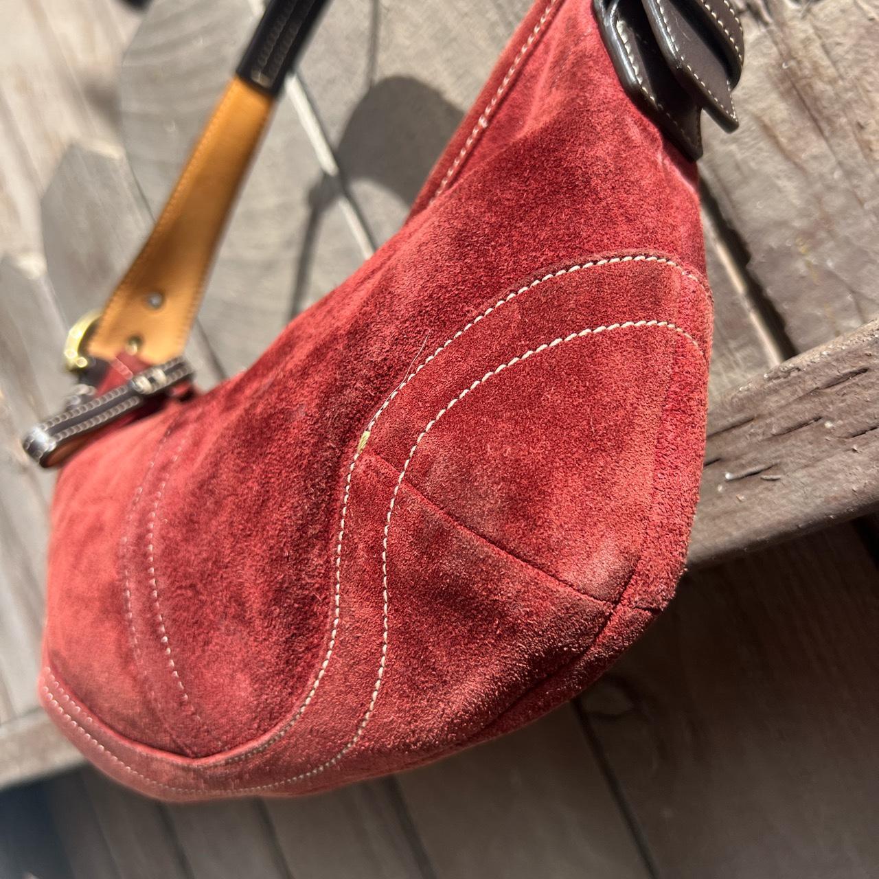 Coach burgundy suede thick strap y2k mini shoulder bag | Depop