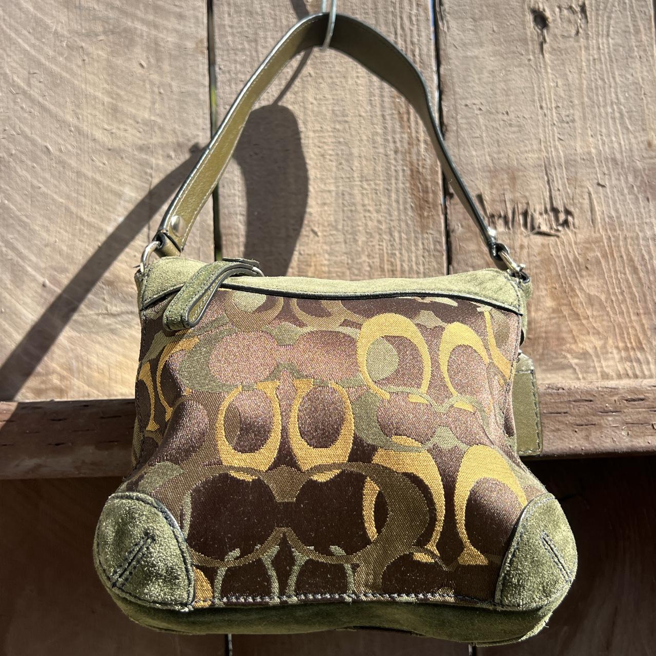 Coach green suede canvas y2k mini shoulder bag | Depop Coach green suede canvas y2k mini shoulder bag | Depop