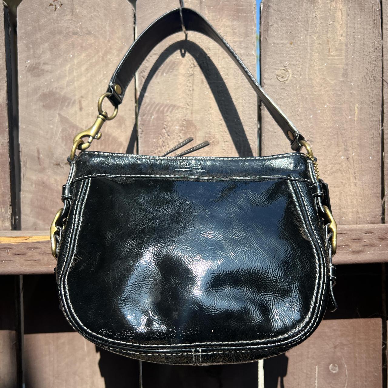 Coach y2k black patent leather mini shoulder bag | Depop