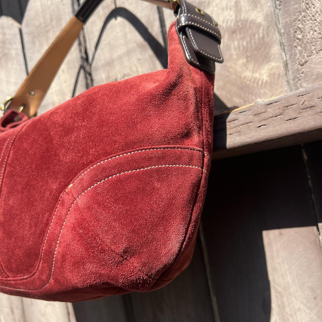 バッグ Coach Suede Hobo Shoulder Bag y2 red COACH Shoulder Bag Vintage Red Suede Leather Hobo Women's