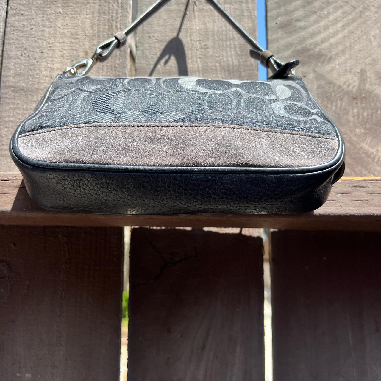 Coach mini shoulder bag black canvas suede gray y2k | Depop