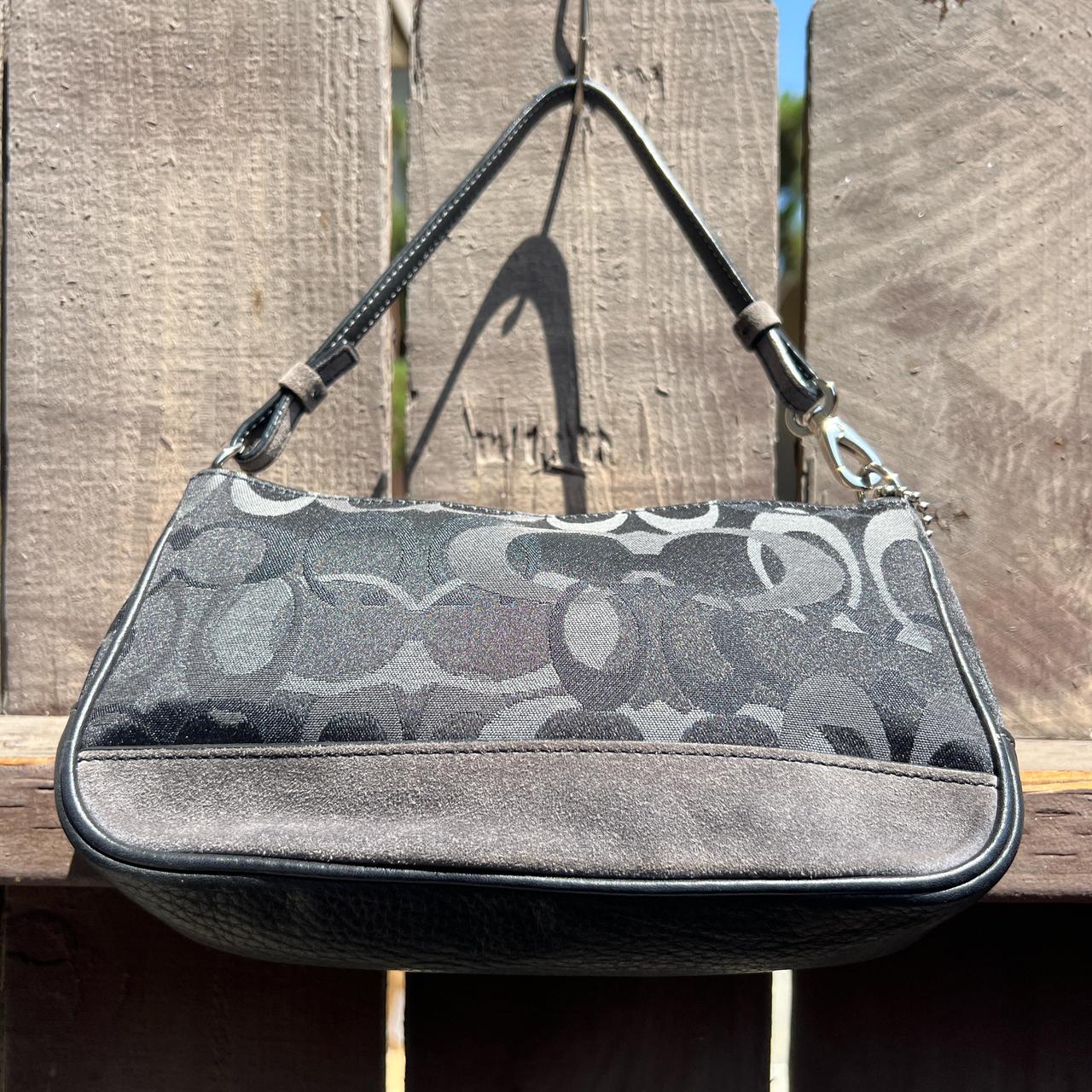 coach archive bag shoulder 00s y2k キャンバス Coach mini shoulder bag black canvas suede gray y2k | Depop