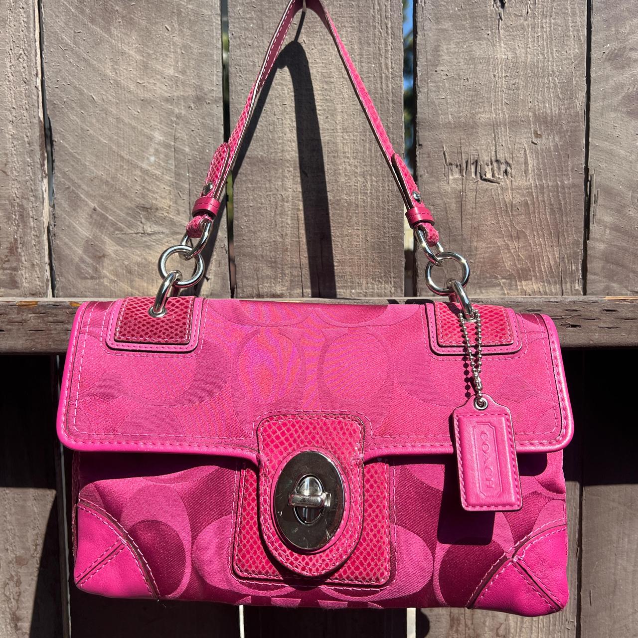 Coach full barbie suede pink mini shoulder bag y2k | Depop