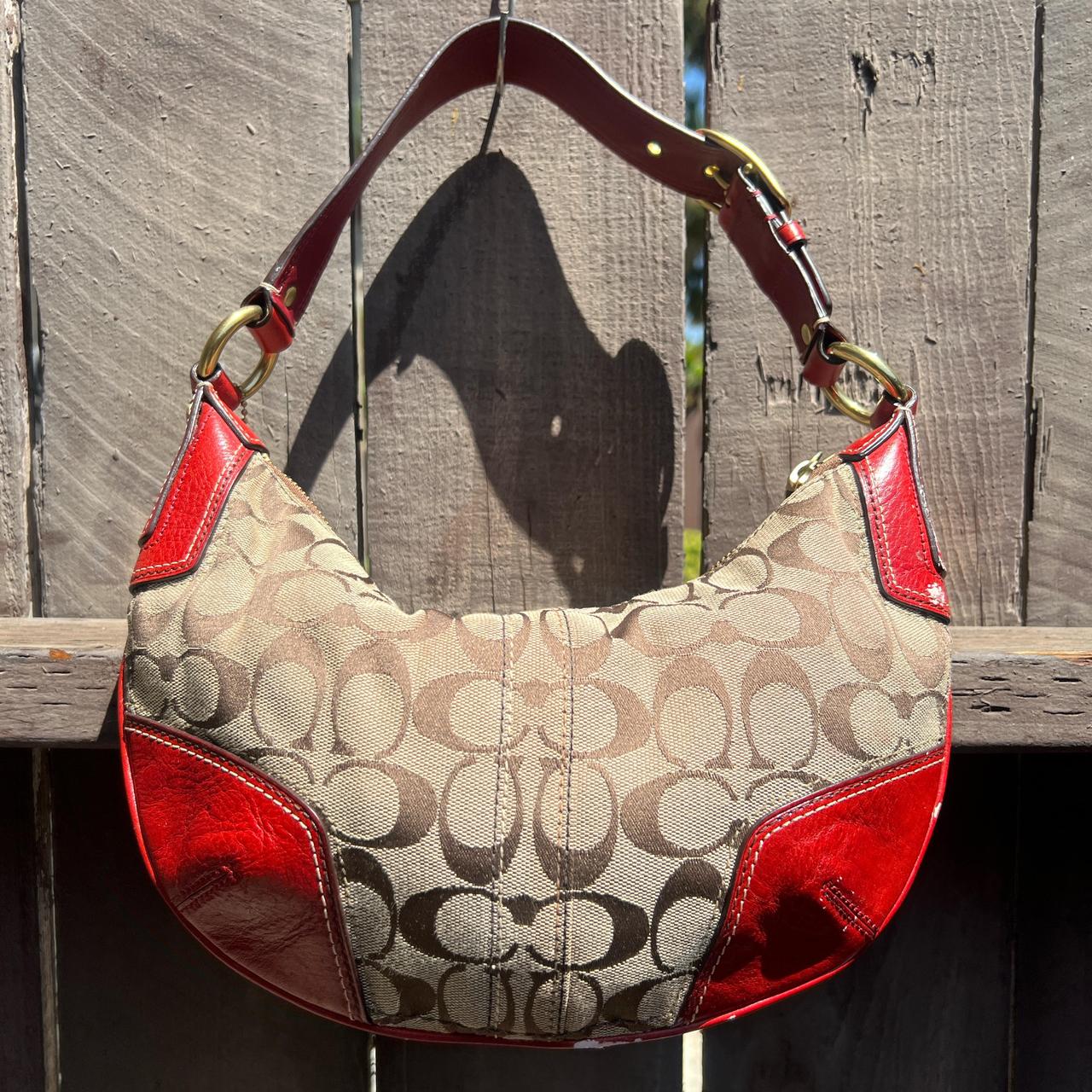 Coach burgundy suede thick strap y2k mini shoulder bag | Depop