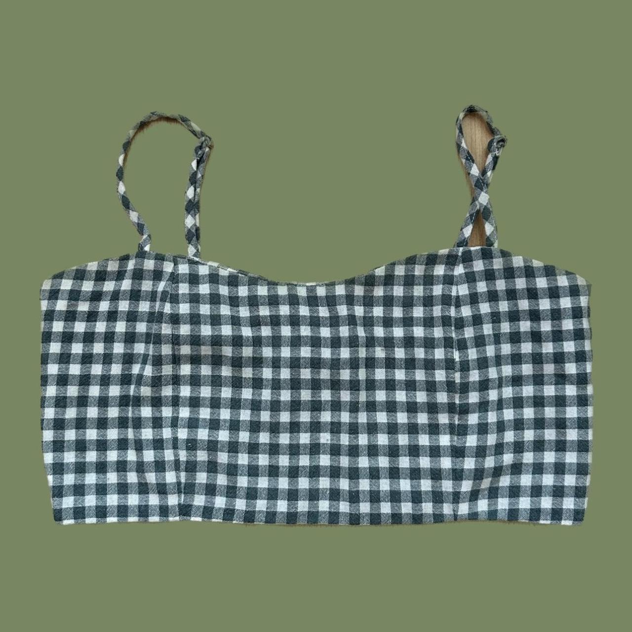 Brandy Melville Green Gingham Top 💚 brandymelville... Depop
