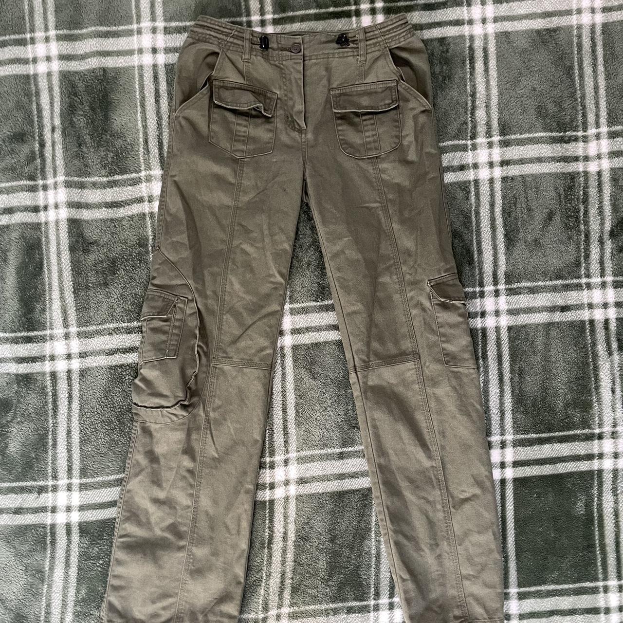 brandy melville army green cargo pants. adjustable!... - Depop