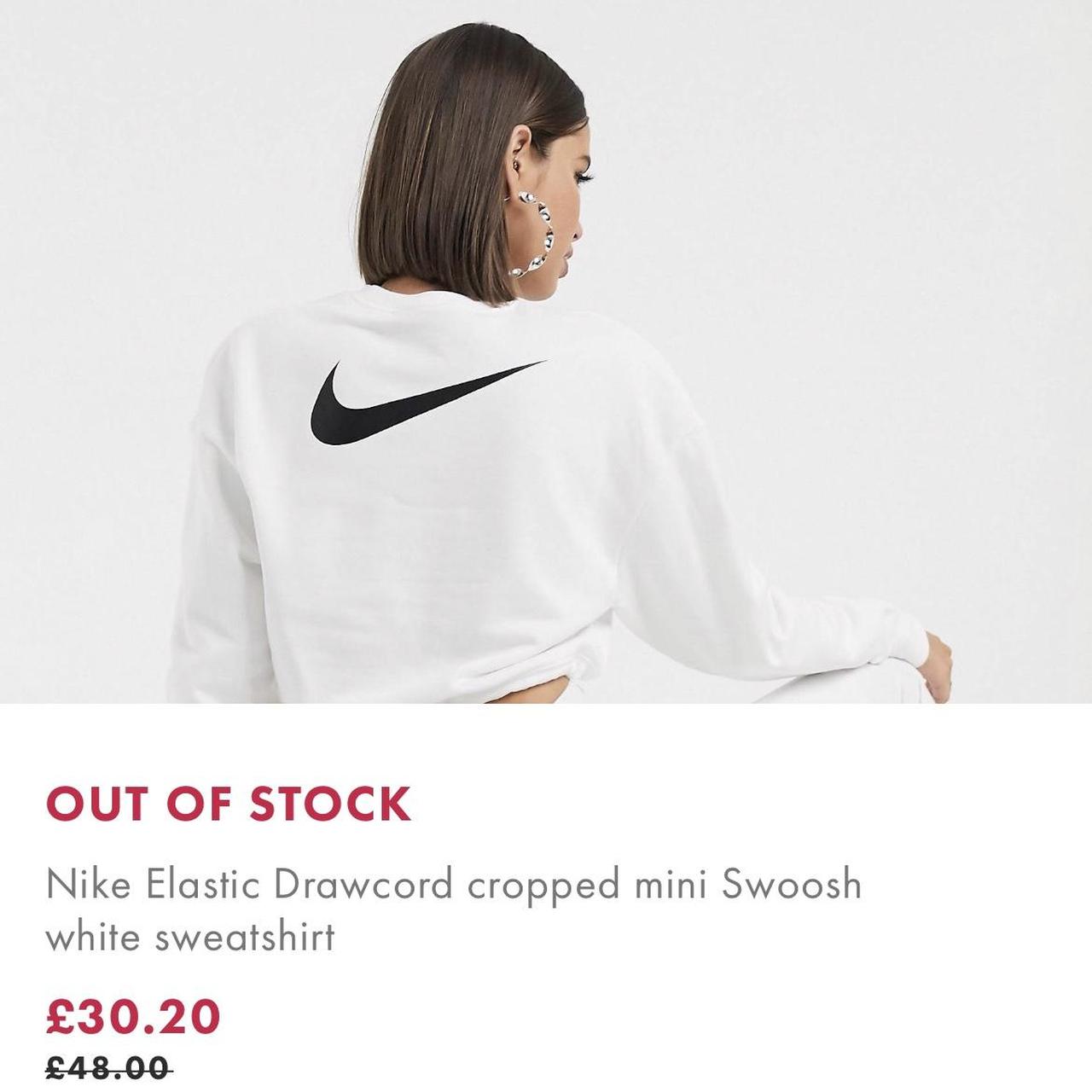 Nike elastic drawcord cropped mini swoosh black sweatshirt sale