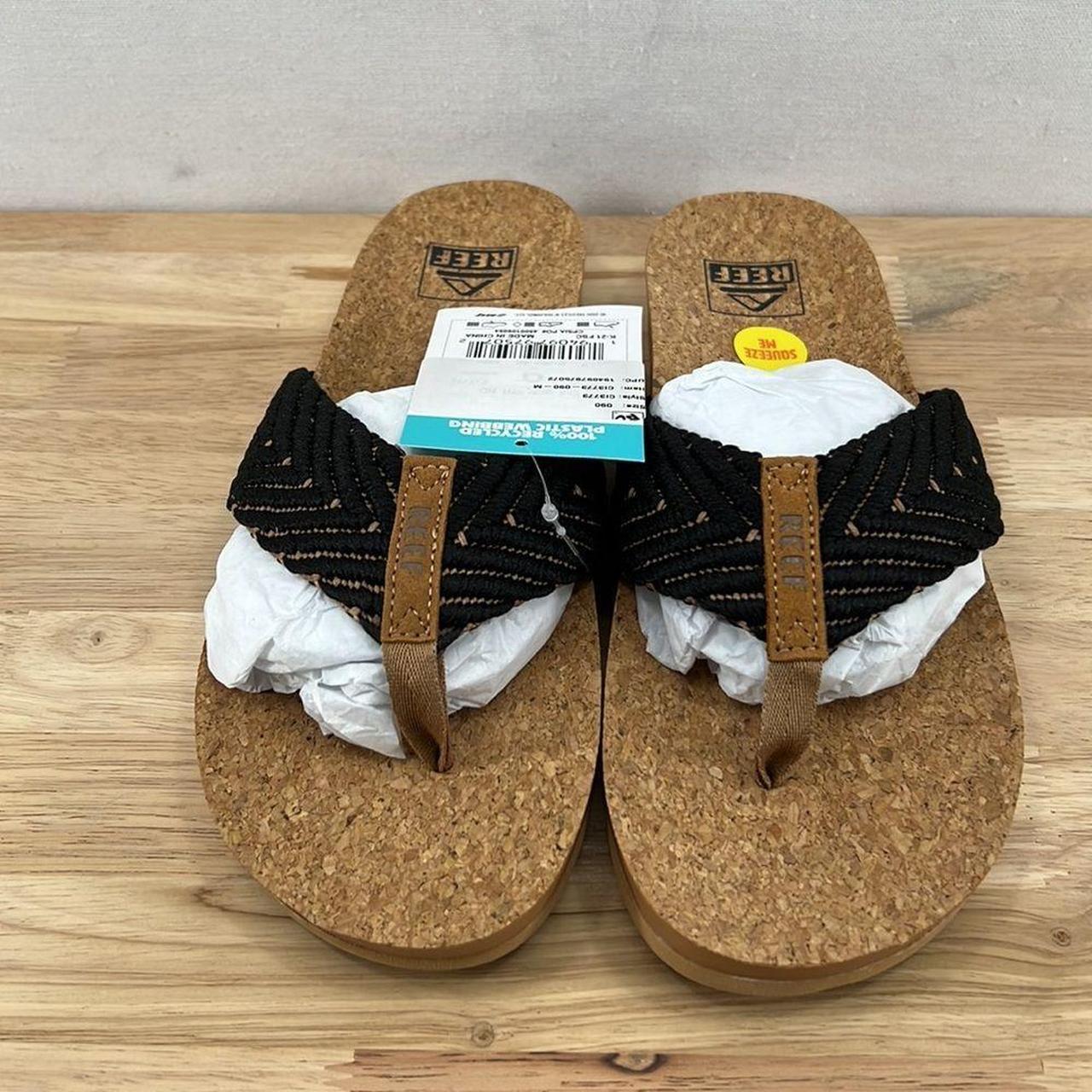 New Reef Cushion Strand Sandals Black Natural Depop