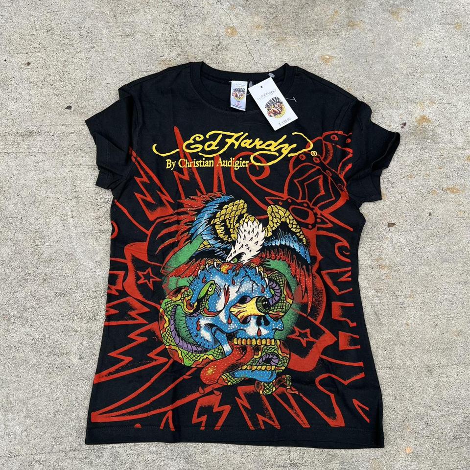 Rare Vintage y2k Ed Hardy shirt Size Small Dead - Depop