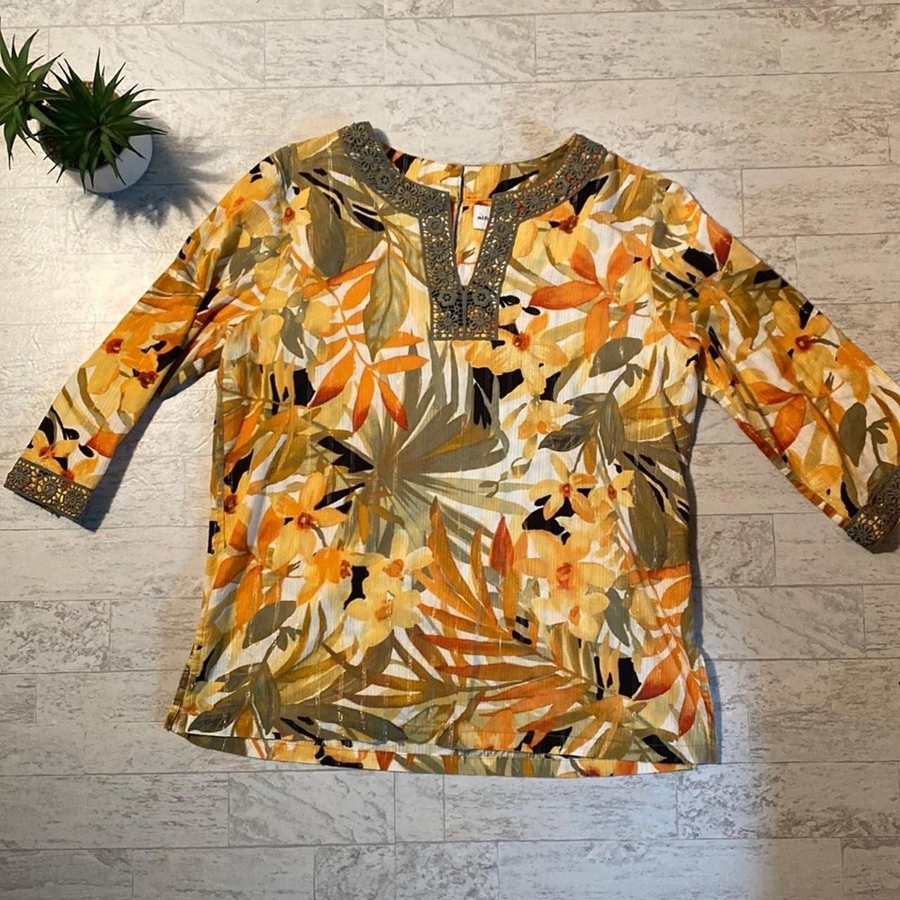 Alfred Dunner Tropical Tunic Top Womens 8 Excellent... - Depop