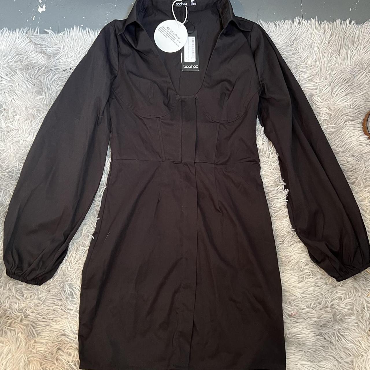 boohoo black tie dress