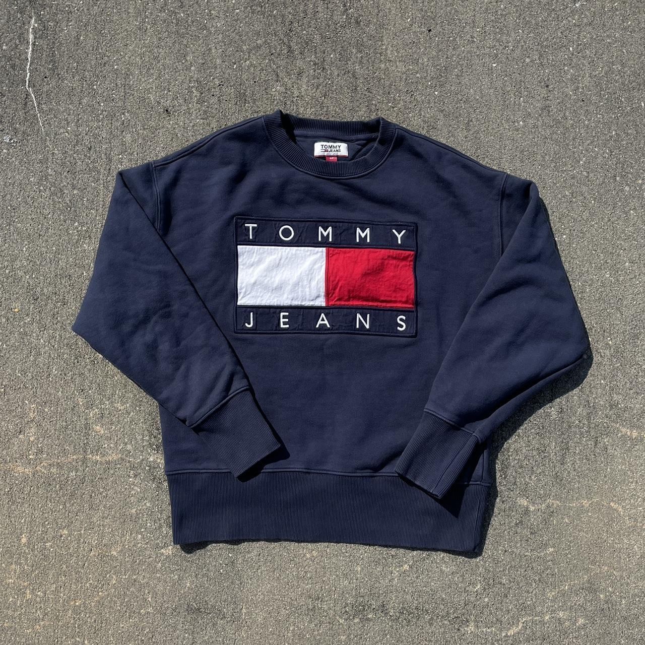 Tommy Hilfiger Men's Blue and Navy Sweatshirt | Depop