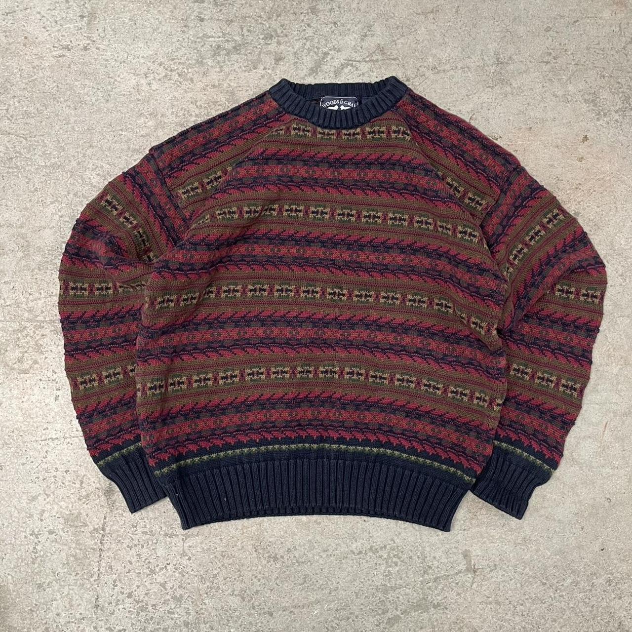 Vintage Knit Pattern Sweater Shipping - Depop