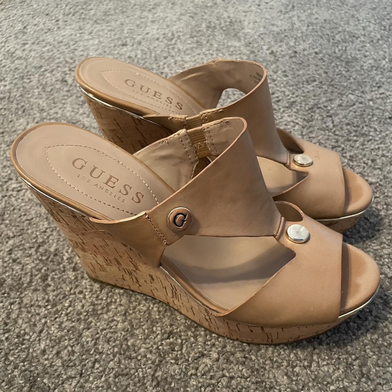 Guess tan wedges best sale