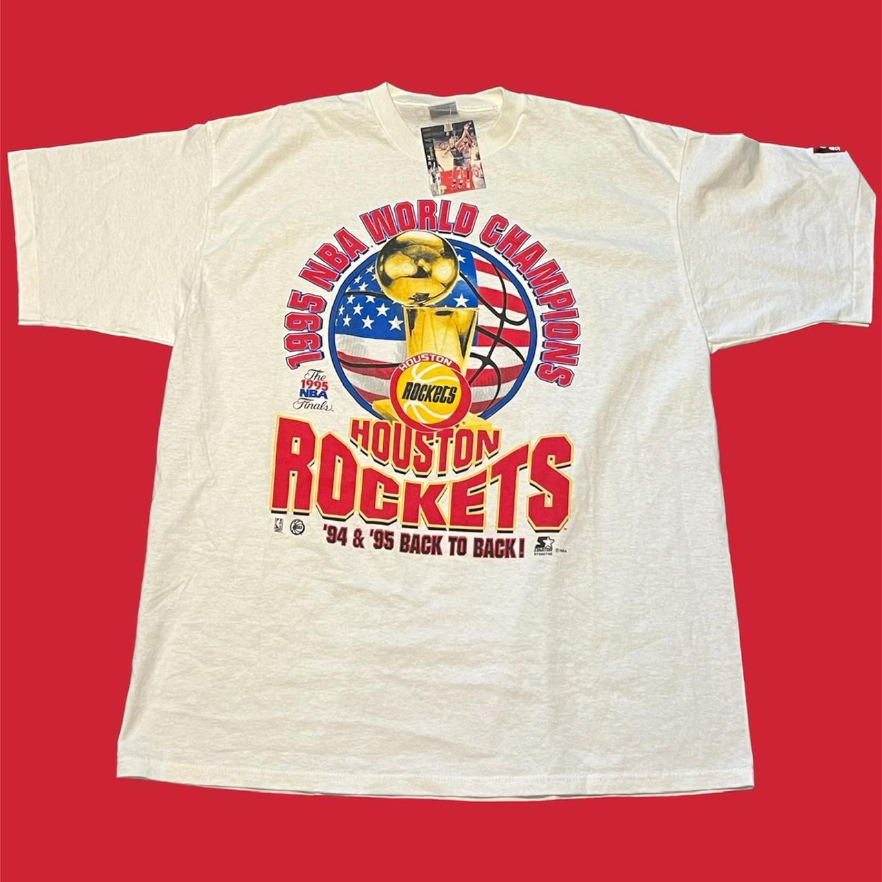 Vintage 95 Houston Rockets NBA Back-to-Back World Champions T-Shirt Men  Size L