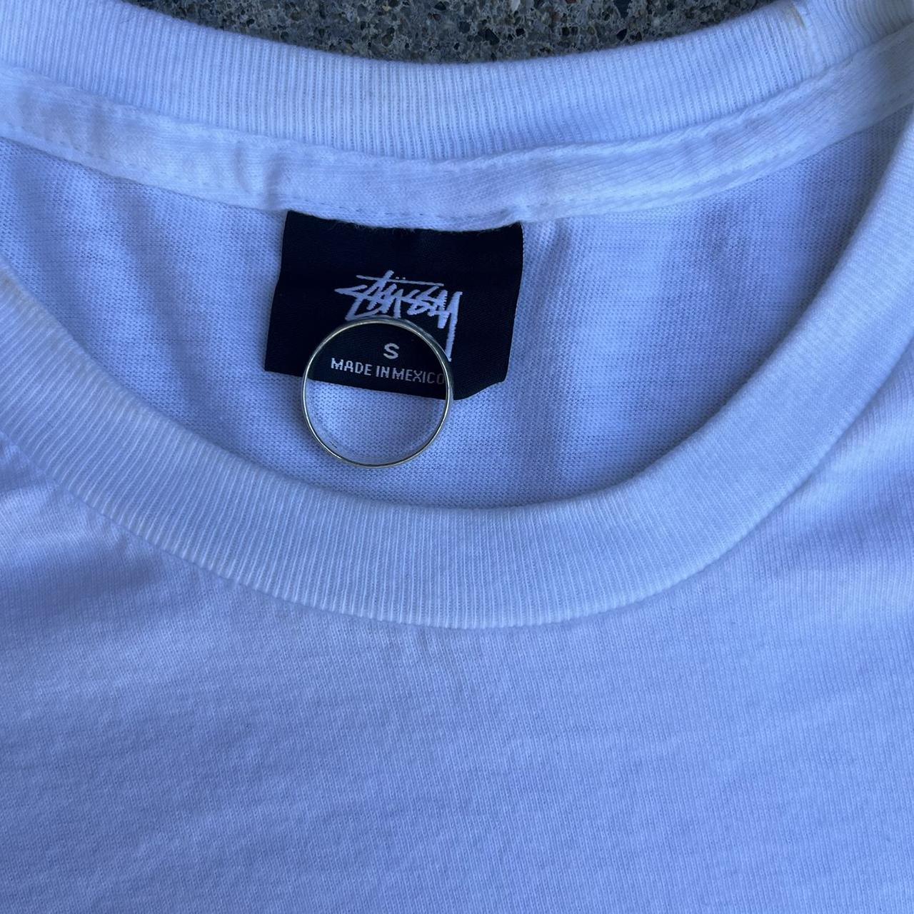 Stüssy Men's White and Pink T-shirt | Depop