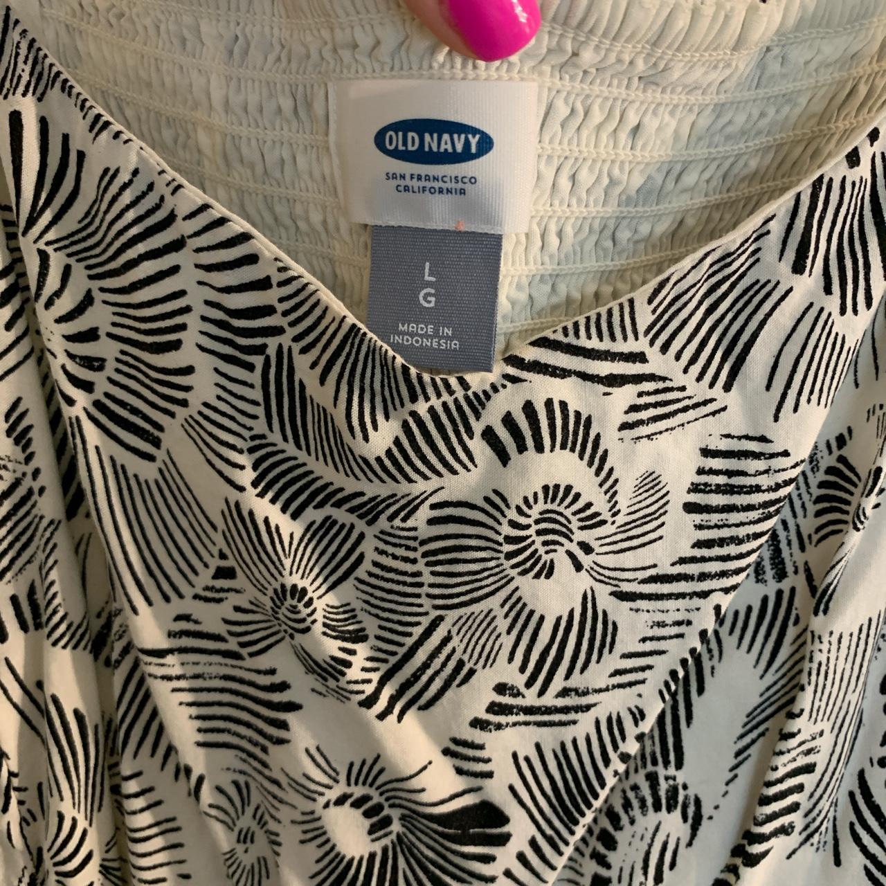 Old navy white and black floral print babydoll dress... - Depop