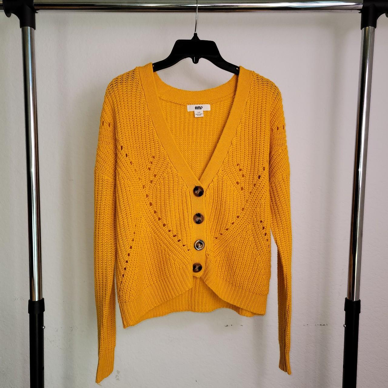 AMP Yellow Button Up Cardigan, 100% Acrylic (super...
