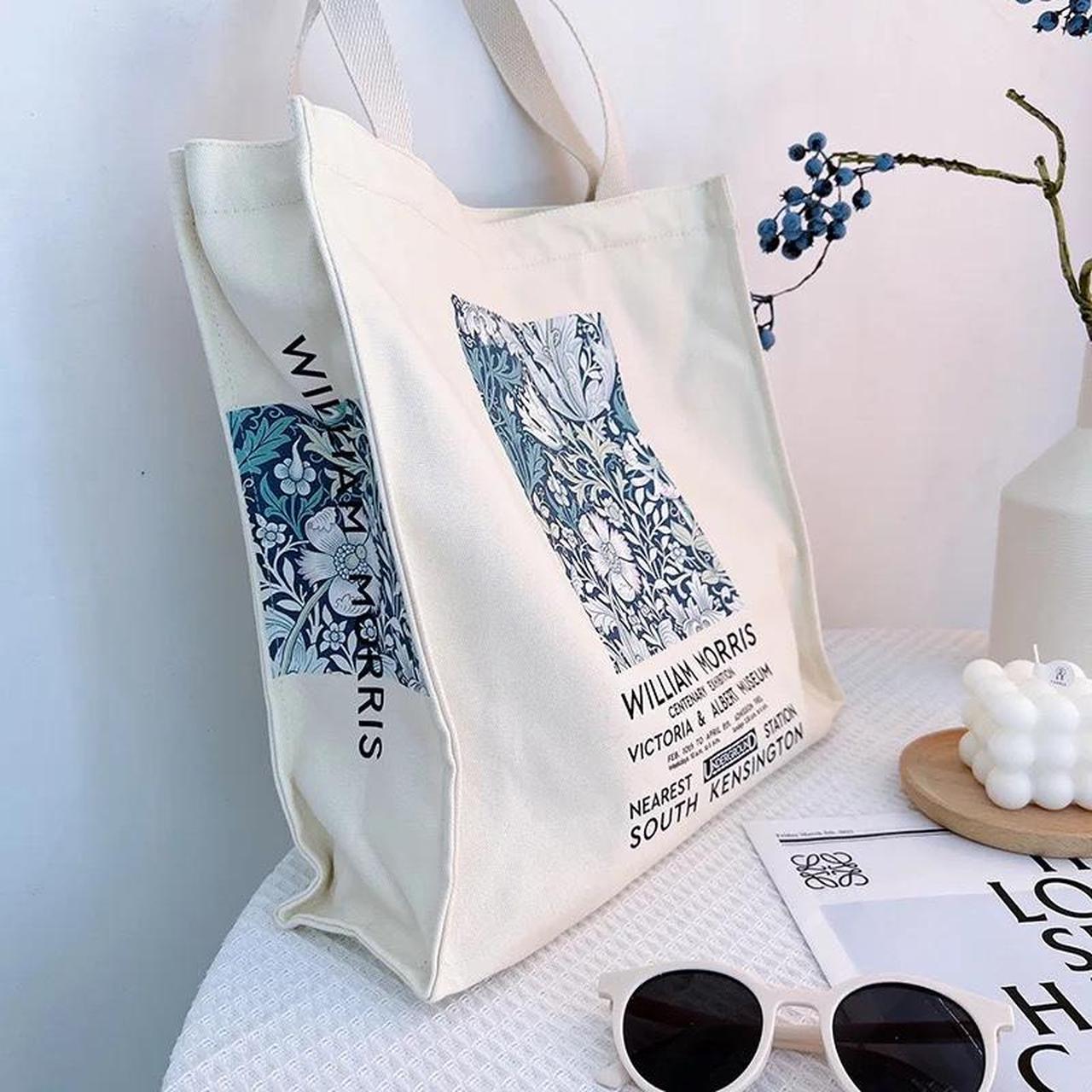 Retro Flower Aesthetic Canvas Tote Bag With Zipper