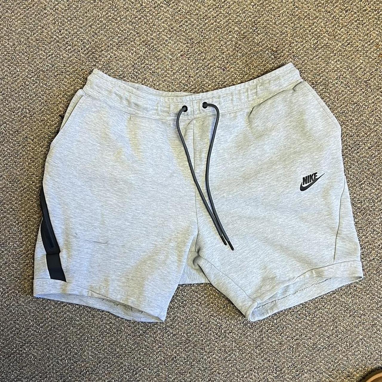 Nike Tech Fleece Shorts Gray/Black *tapers slightly... - Depop