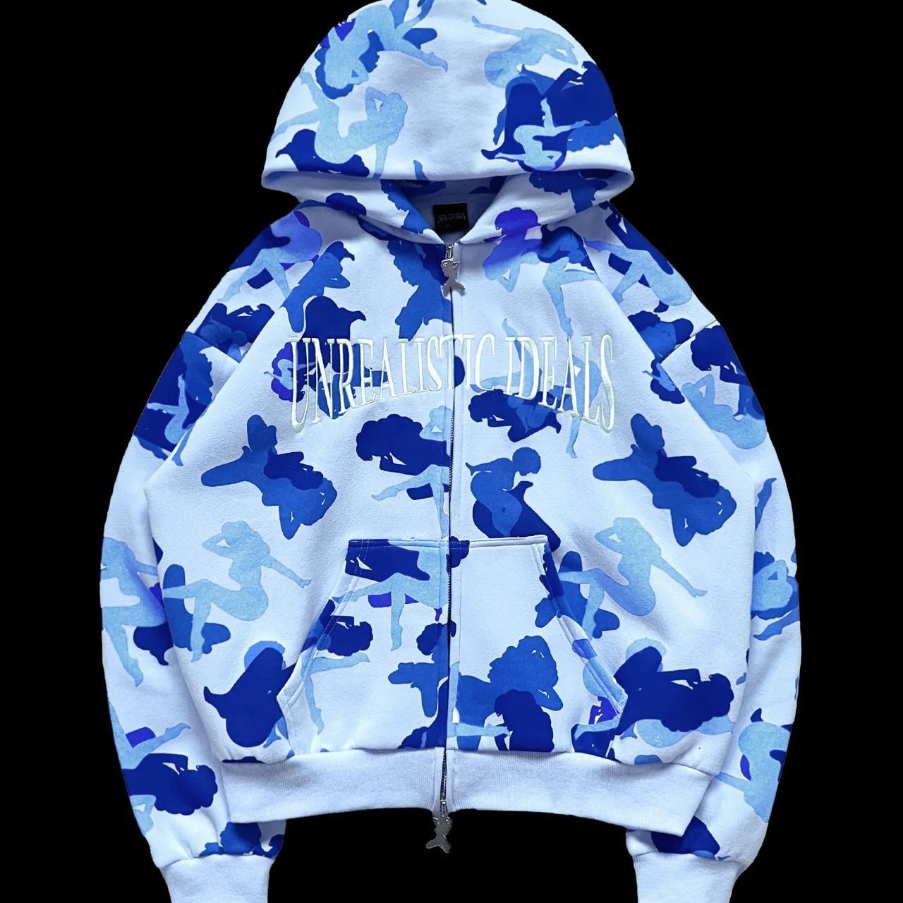 Named collective blue camo hoodie Blue unrealistic... - Depop
