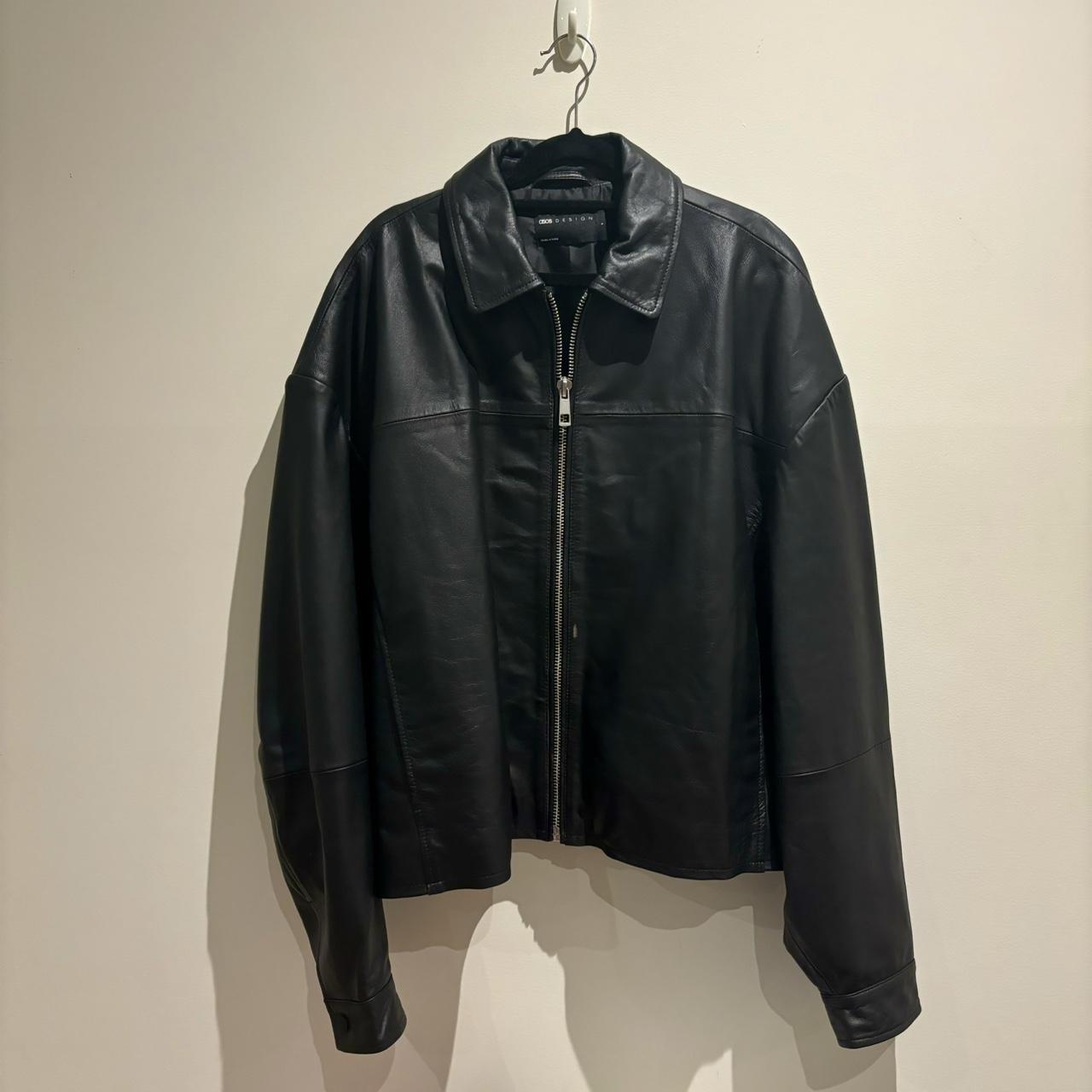 ASOS Leather Jacket Oversized fit, Leather not too... - Depop