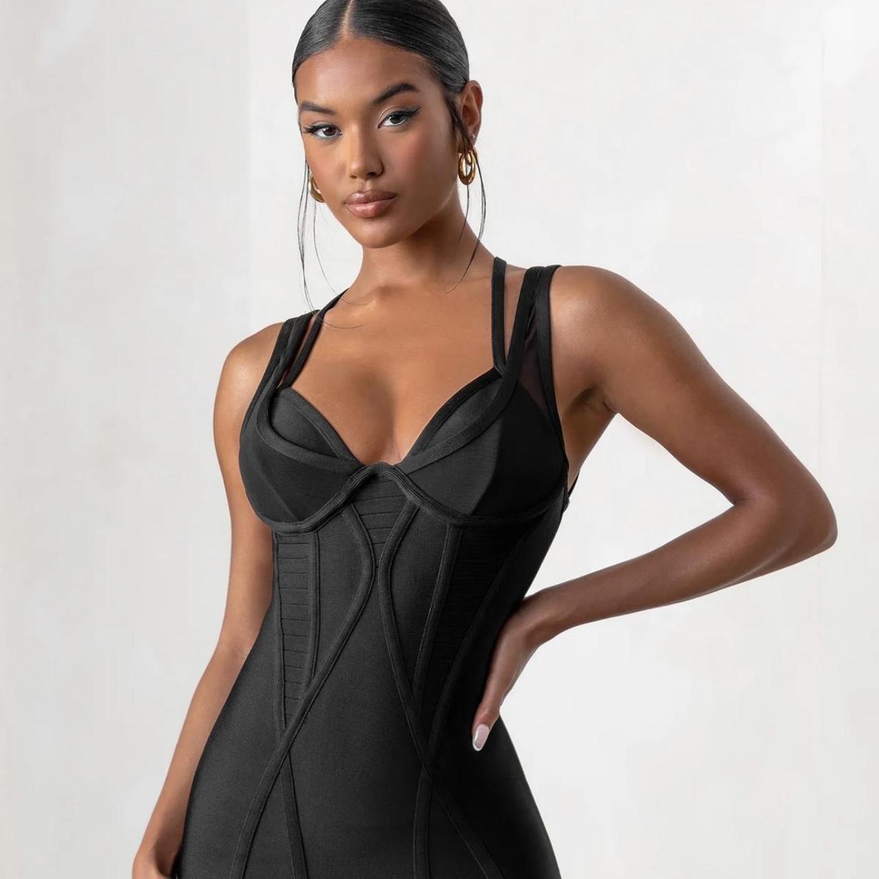 Jetsetter Black Bandage Wired Mini Dress With Shaping Seam Detail