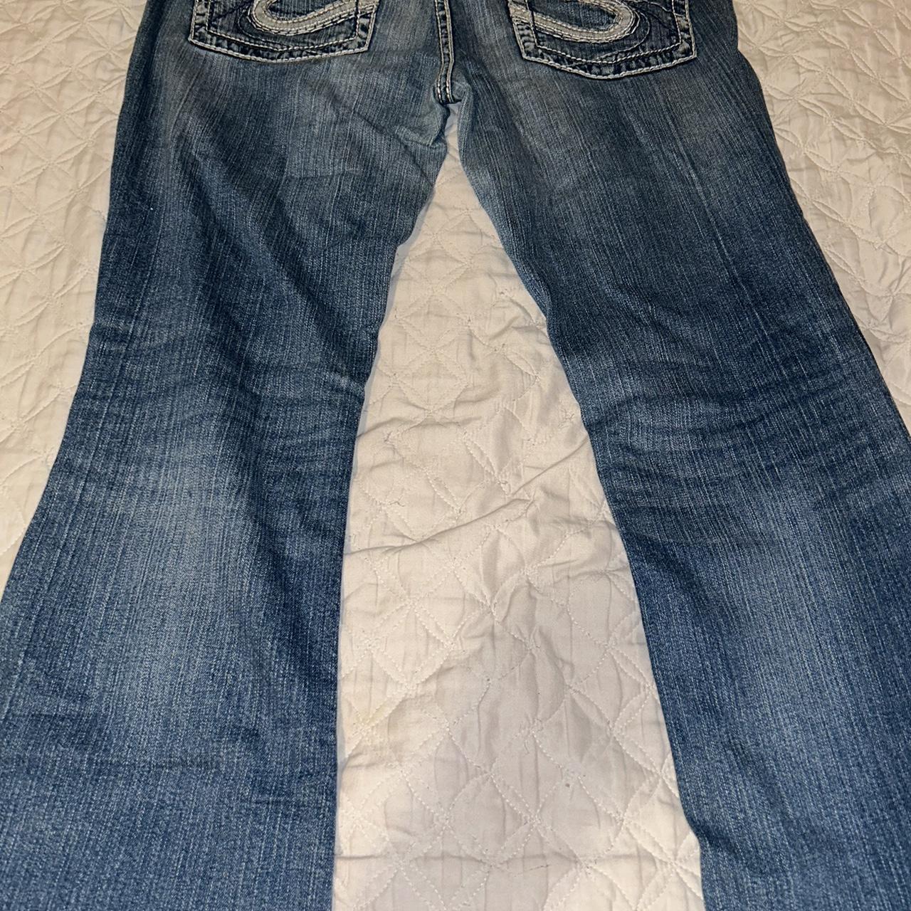Silver bootcut y2k jeans 34/33 - Depop