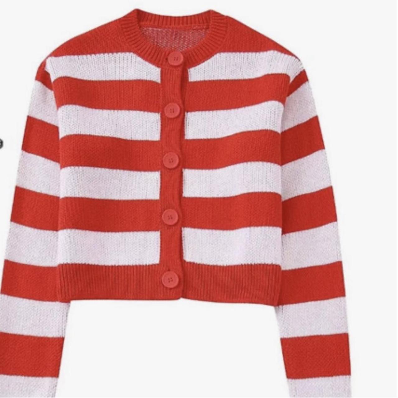 Zara red and white striped cardigan Clearance