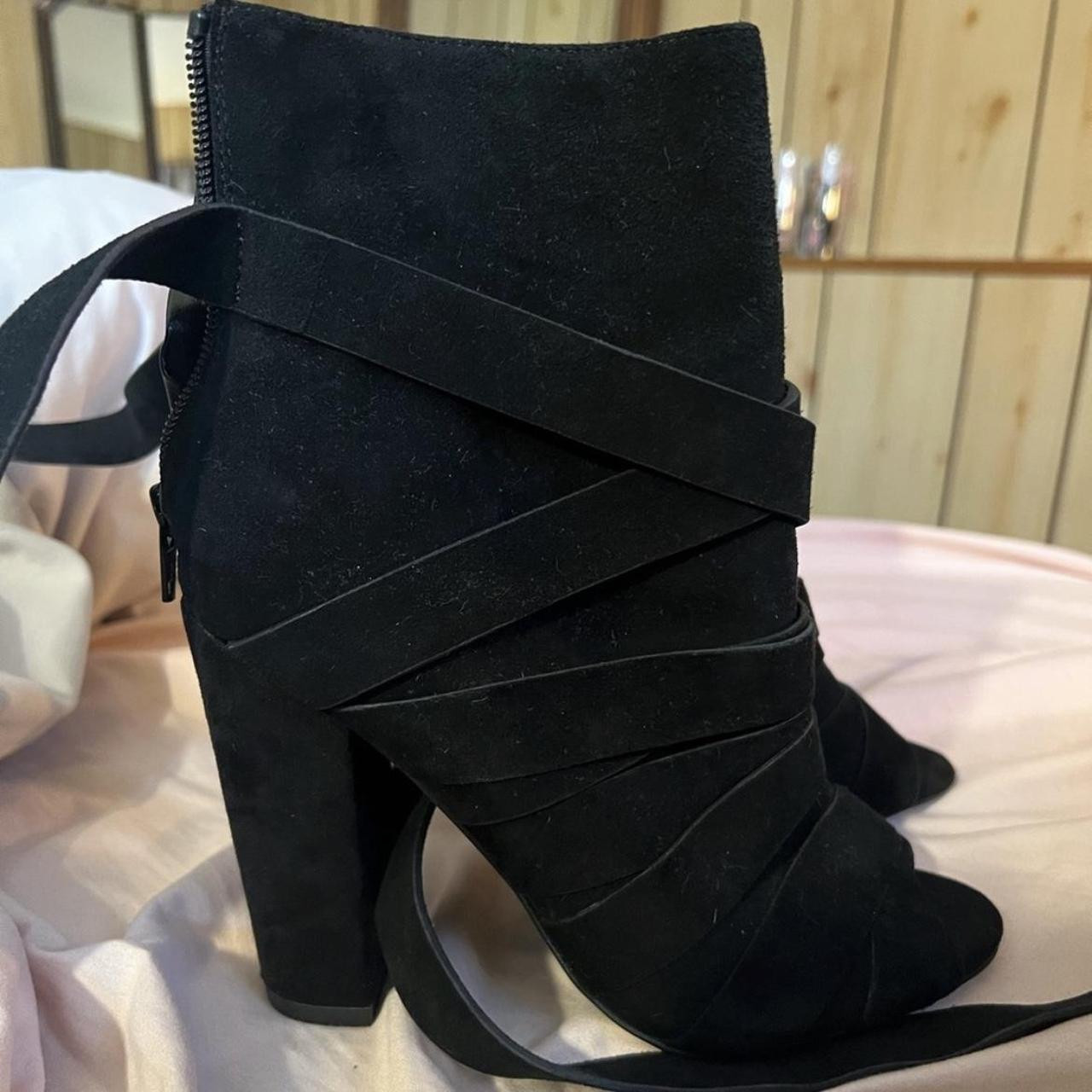 Strappy sales bootie heels