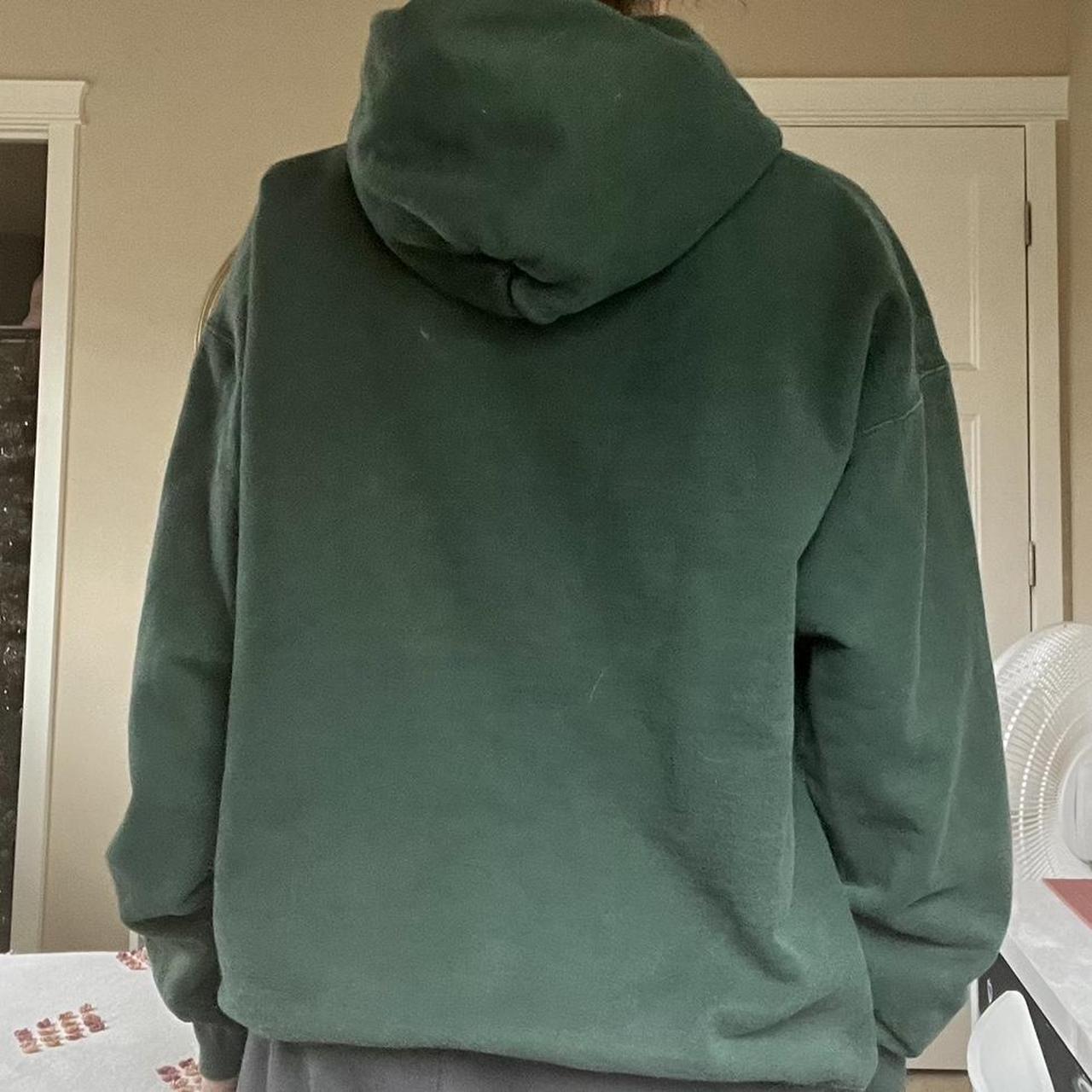 Forest green Thrasher hoodie, worn (small bleach... - Depop