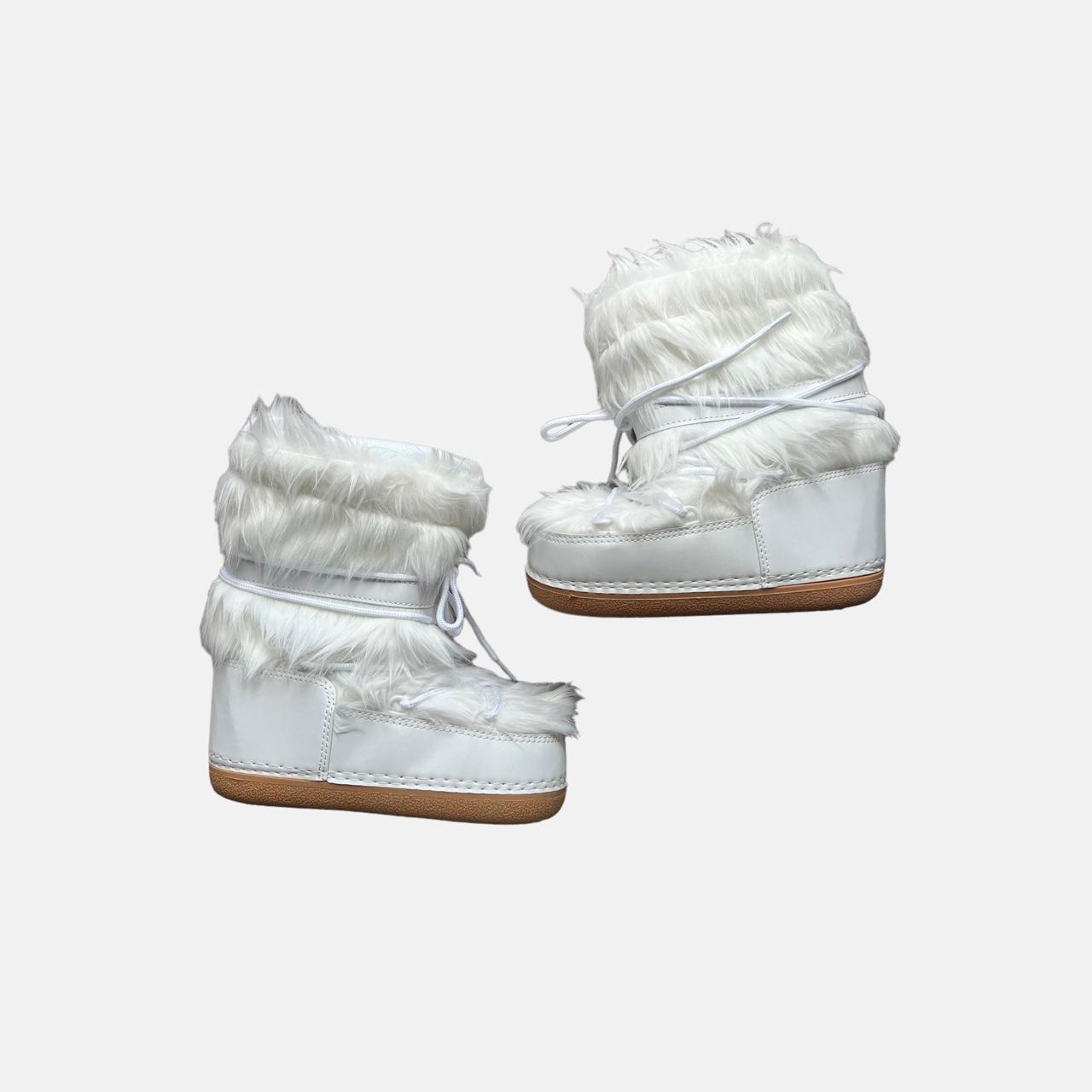 White fluffy faux fur style cute y2k snow boots 🤍... Depop