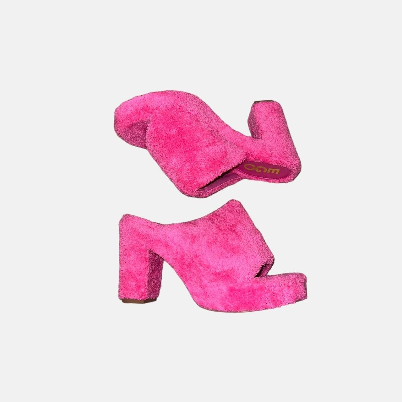 Beautiful fluffy soft cute pink mule heels 💓 brand... - Depop
