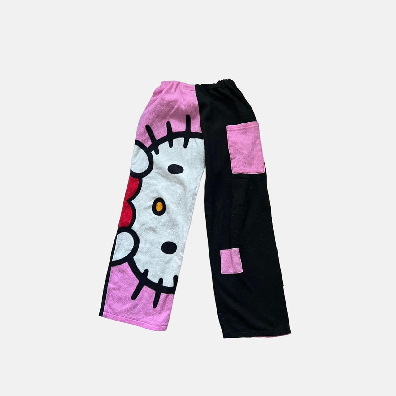 Hello Kitty Women's Pink and Black Trousers Depop